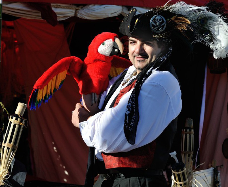 pirate et son perroquet, Fabrizio le pirate magicien de Marseille, spectacle de pirate à Marseille et région Provence Alpes Côte d'Azur, france