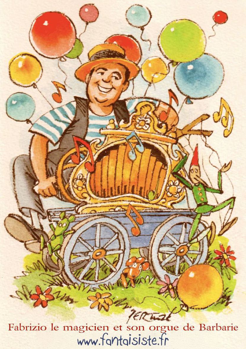 orgue de barbarie avec Fabrizio le magicien fantaisiste à Marseille