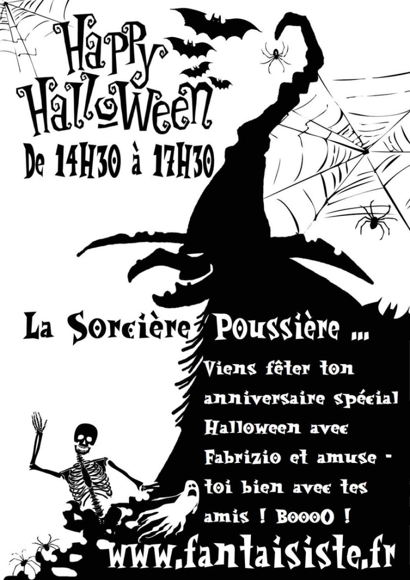 sorcière Halloween de Fabrizio le magicien des enfants à Marseille, artiste magicien pour Halloween, spectacle pour Halloween, anniversaire Halloween à Marseille
