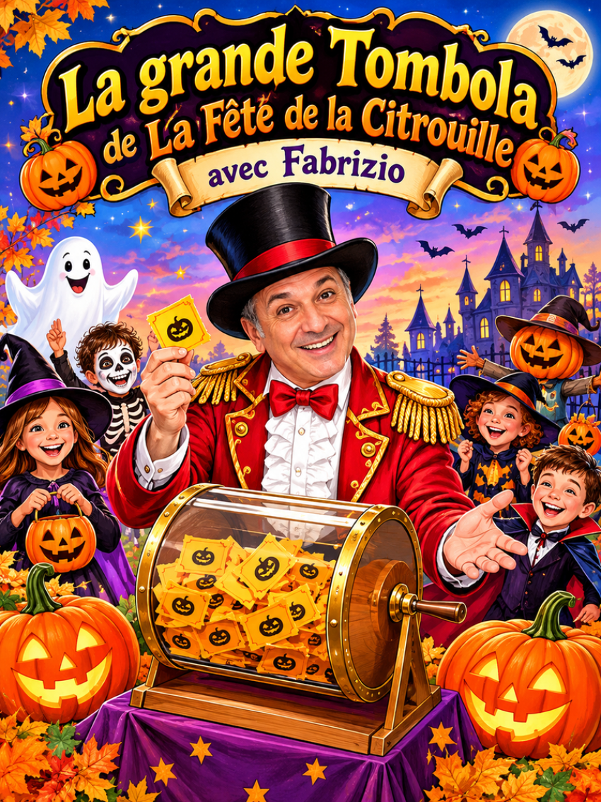 Tombola de la fête de la citrouille avec Fabrizio le magicien à Martigues et région Provence.